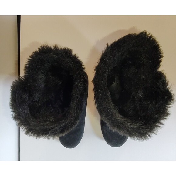 White Mountain size 6.5M black suede boots faux fur lined leather upper - Picture 5 of 10
